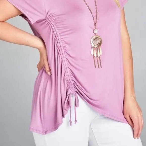 Made in USA Emerald Plus size Short sleeve Side Rouching Top 1X,2X,3X - Picture 3 of 3